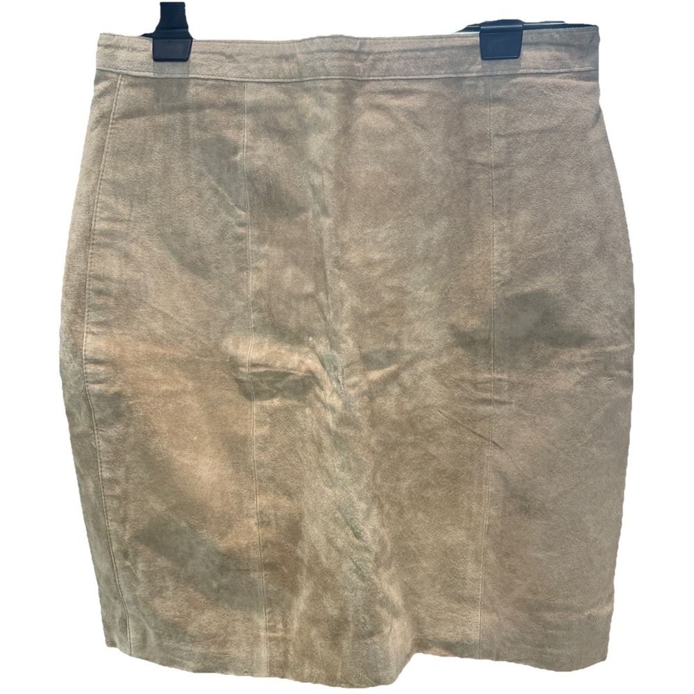 GITANO TAN BROWN SUEDE 100% LEATHER MINI SKIRT Womens Sz 13/14 Vtg